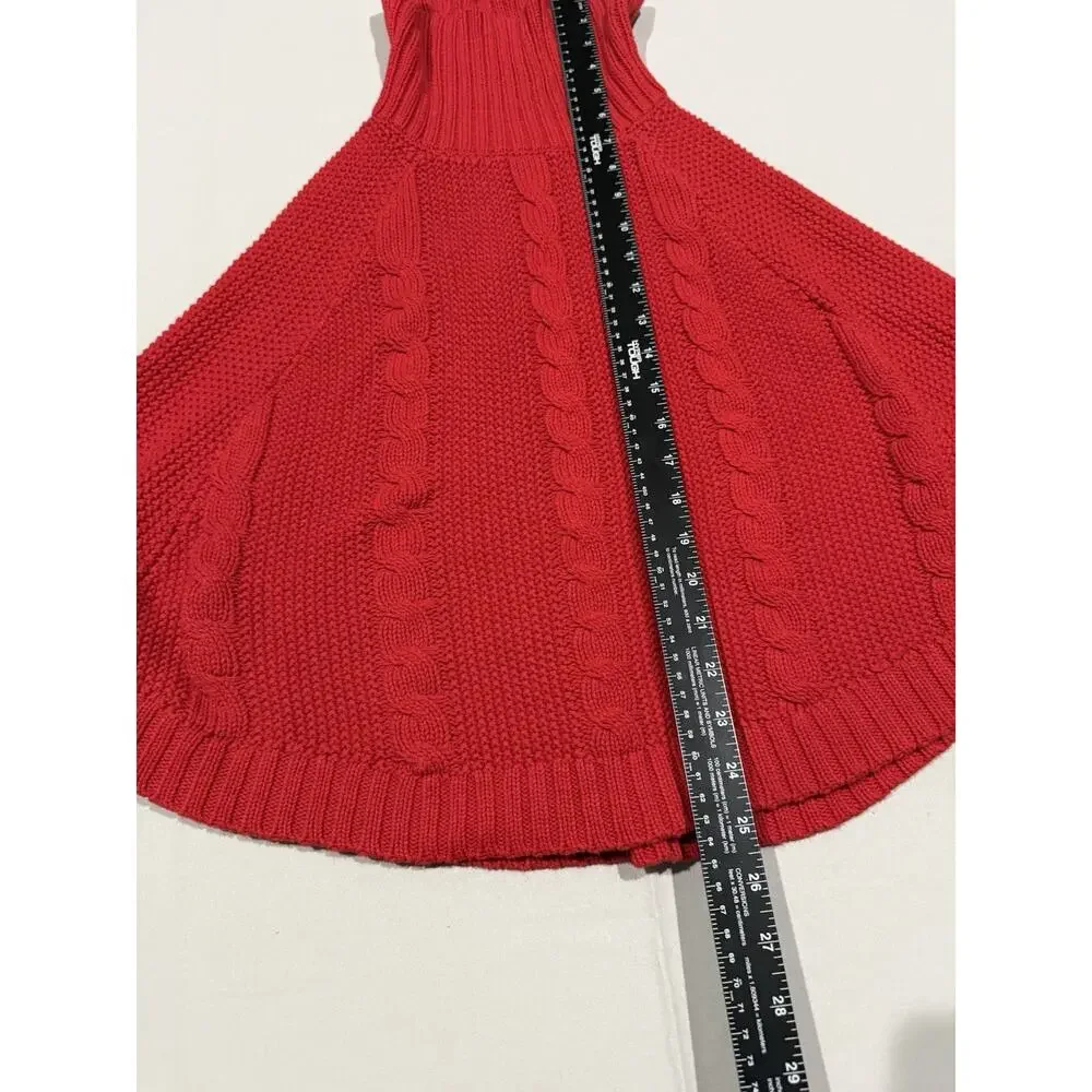 Carter's Girls Red Knit Cable Turtleneck Cape Sweater Size 12 Cotton Blend